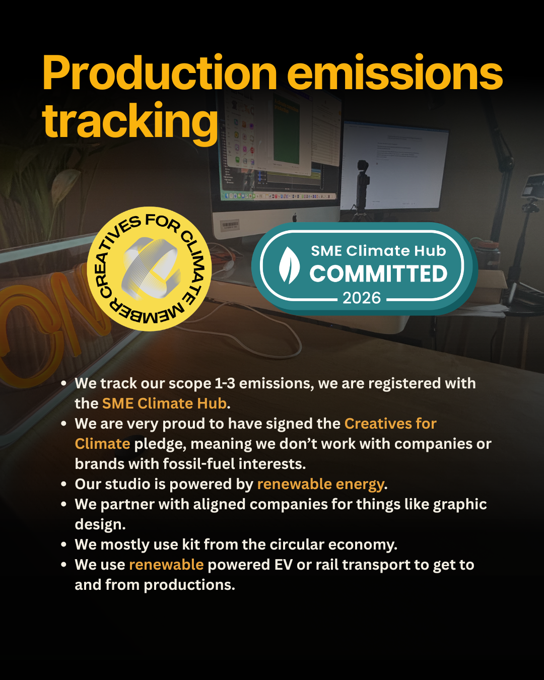 Production emissions tracking, SME Climate Hub badge