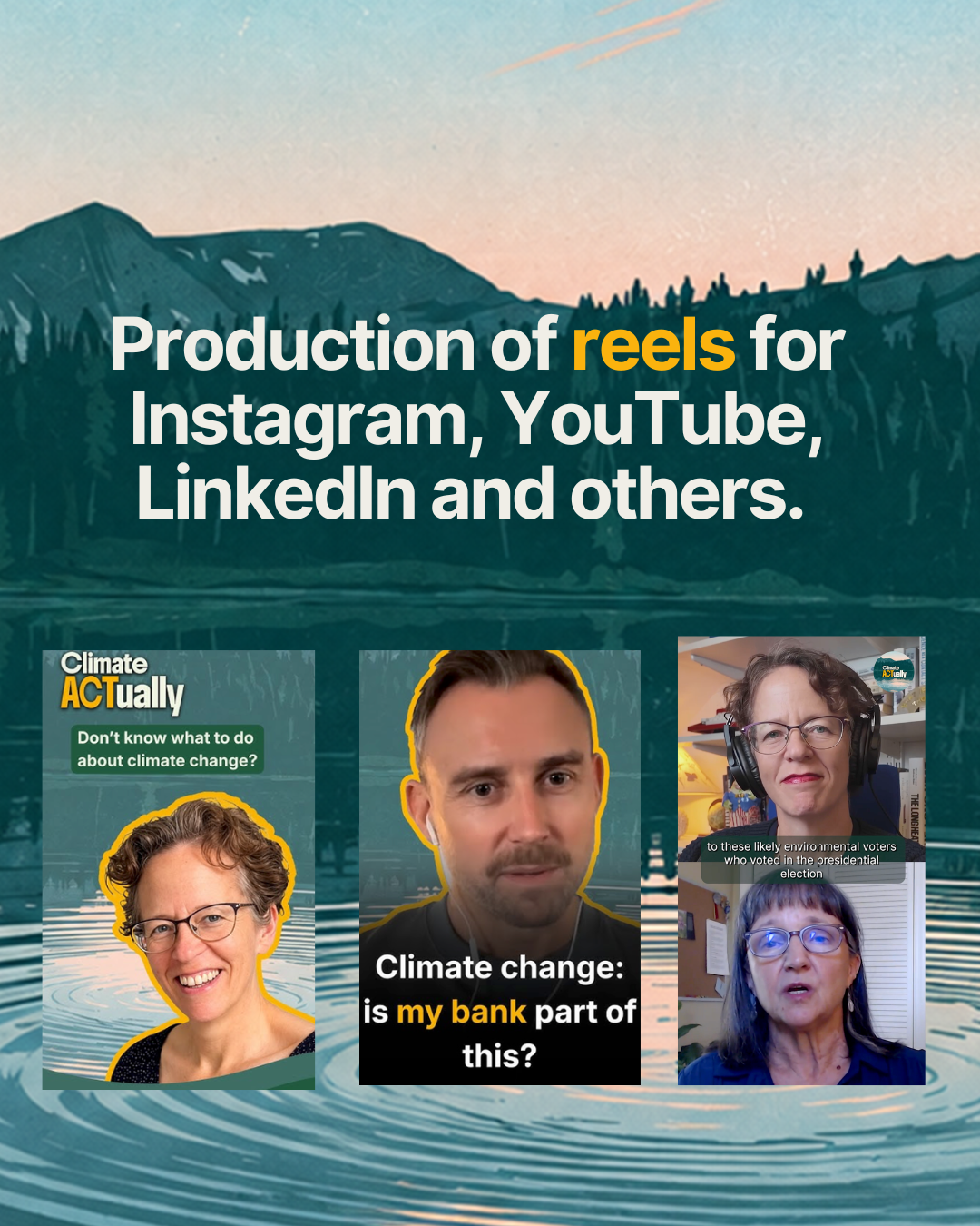 Three social reel thumbnails